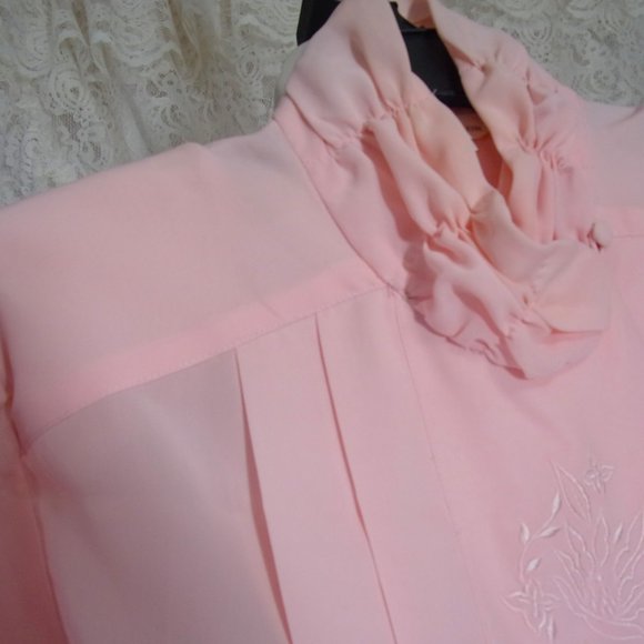 Peachy Pink Dress Blouse Size 14 - Picture 2 of 3